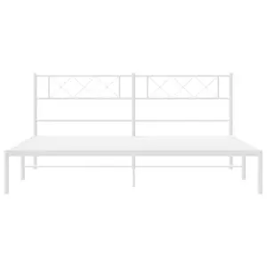 Berkfield Metal Bed Frame with Headboard White 200x200 cm