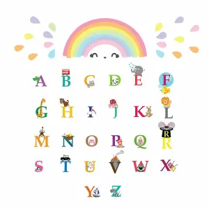 Walplus Colourful Rainbows, Alphabet, Education, Nursery, Babyroom, Kids, Wall Stickers Kids Sticker PVC Multicoloured