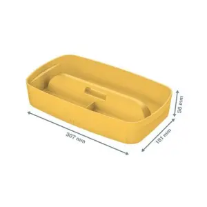 Leitz MyBox Cosy Warm Yellow Organiser Storage Tray with Handle Small