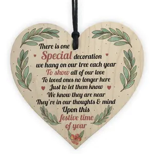 Red Ocean Memorial Plaque Decoration Mum Dad Nan Memorial Gift Wooden Heart In Memory Christmas Plaque