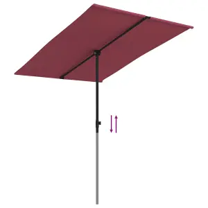 Berkfield Outdoor Parasol with Aluminium Pole 2x1.5 m Bordeaux Red