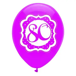 Latex Dotted 80th Balloons (Pack of 6) Pink/White (One Size)