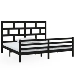 Berkfield Bed Frame Black Solid Wood Pine 200x200 cm