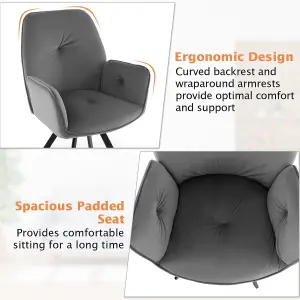 Costway Set of 2 Swivel Accent Chair Ergonomic Leisure Velvet Armchair Padded Desk Chair