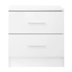 Eva 2 Drawer Bedside Table Matte White/Gloss White