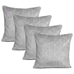 4 Pack Geo Matte Velvet Cushion Covers, Grey - 45 x 45cm