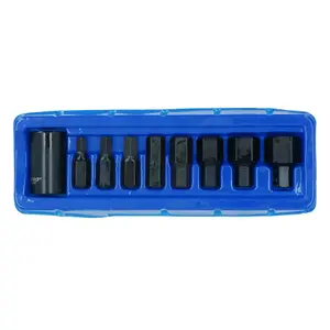 Metric MM Impact Hex Allen Bits with 1/2in Drive Bit Holder 6mm-19mm 9pc Set