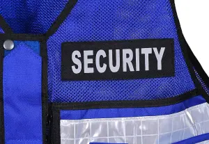 RAC3 High-Vis Security Vest, Reflective Strips, Body Camera Mount, Multiple Pockets, Fits upto 5XL, Available in 5 Colors (Blue)