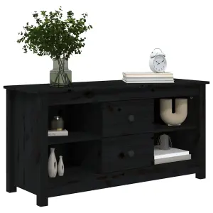 Berkfield TV Cabinet Black 103x36.5x52 cm Solid Wood Pine