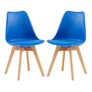 Nero Upholstered Dining Chair (Set of 2) Blue / Beech