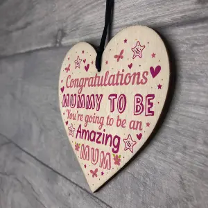 Red Ocean Mummy To Be Sign Baby Shower Mum Gift Wooden Heart New Baby From Bump Present Keepskae