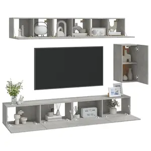 Berkfield 6 Piece TV Cabinet Set Concrete Grey Engineered Wood