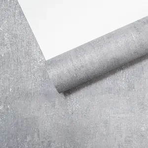 Grey Concrete Effect Wallpaper Heavy Vinyl Metallic Slight Imperfect Textured