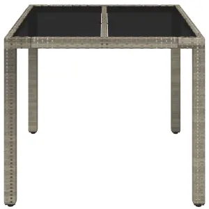 Berkfield Garden Table with Glass Top Grey 90x90x75 cm Poly Rattan