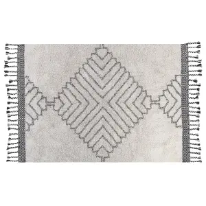 Cotton Area Rug 140 x 200 cm White and Black ERAY