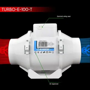 Blauberg TURBO E 100-T In-line Axial Extractor Fan Kit