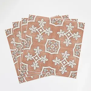 Quadrostyle Palma In Red Earth Wall and Floor Tile Vinyl Stickers 30cm(L) 30cm(W) pack of 4