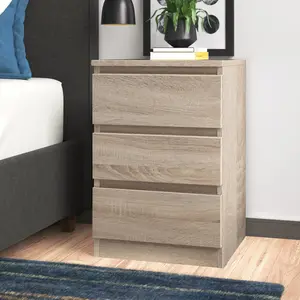 Braunstein 3 Drawer Bedside Table Sonoma Oak