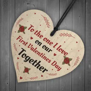 Handmade First Valentines Day Together Gift For Boyfriend Girlfriend Wood Heart Keepsake