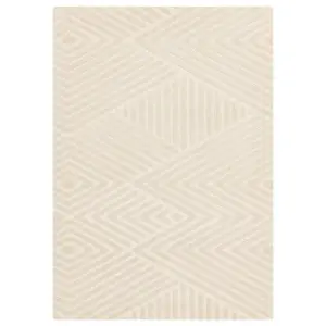 Ivory Handmade Wool Modern Geometric Rug for Living Room and Bedroom-120cm X 170cm