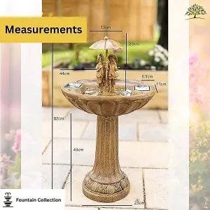 Solar Powered Boy & Girl Umbrella Water Fountain Rustic Traditional Water Feature