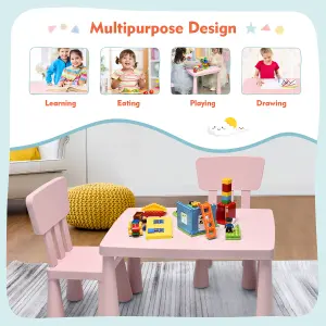 Costway 3 PCS Kids Table and Chair Set Toddler Activity Center Children Writing Desk