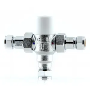 15mm Thermostatic Inline Thermal Mixing Shower Blending Valve Brass