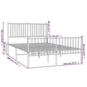 Berkfield Metal Bed Frame with Headboard and Footboard White 140x190 cm