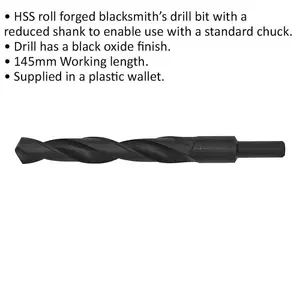 Premium 21 x 210mm HSS Blacksmith Drill Bit with Reduced Shank