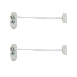 UAP Window Restrictor with Key - Window Safety Locks - 20cm Cable - All Types of Windows - 2 Locks -White - White Cable