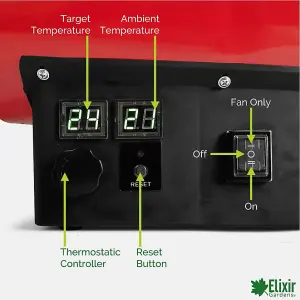 Elixir Gardens GH-10 1x10kw electric fan assisted gas heater