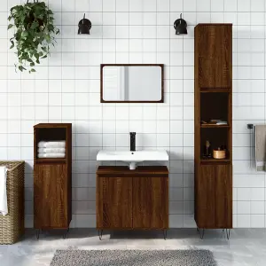 Berkfield Bathroom Cabinet Brown Oak 58x33x60 cm Engineered Wood