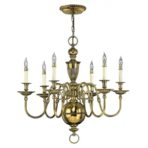 Elstead Cambridge 6 Light Chandelier Polished Brass Finish, E14