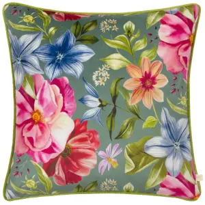 Wylder Nectar Garden Petunia Floral Piped Feather Rich Cushion