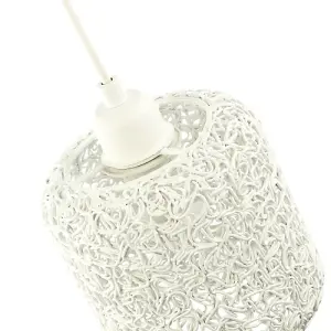 Industrial and Retro Style Twisted Wire Mesh Metal Light Shade in White Gloss