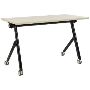 Foldable Office Desk with Wheels Light Wood BENDI