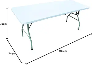 MantraRaj Heavy Duty Folding Table 6ft Indoor Outdoor Garden Catering Picnic BBQ Stall Foldable 1.8M Portable Trestle Tables