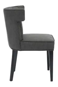 Fabric Upholstered Grey Plyester Dining Chair, Elegant Breakfast Room Chairs, High Back Dining Chair