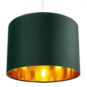 Contemporary Green Cotton 10 Table/Pendant Lamp Shade with Shiny Copper Inner