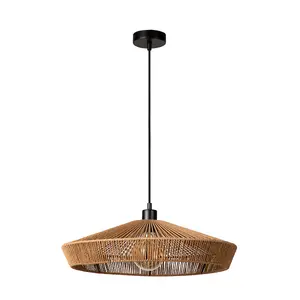 Lucide Yunkai Cottage Pendant Light 50cm - 1xE27 - Light Wood