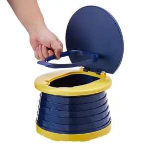 Dark Blue Travel Portable Toilet Car Foldable Potty Seat for Children