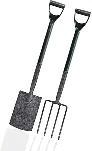 Carbon Steel Garden Fork And Spade Tool Set With Plastic Handle - 102.5Lx 21.5Wx14.5H