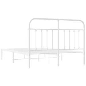 Berkfield Metal Bed Frame with Headboard White 150x200 cm