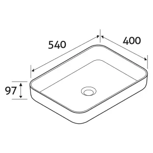 Themis Matt White Polymarble Rectangular Counter Top Basin (W)540x(D)400mm