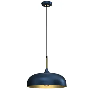 Milagro Pendant Lamp Lincoln Blue/Gold 1XE27 35cm