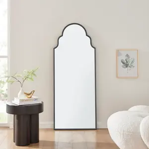 Azlaan Moroccan Arch Metal Frame Hallway Mirror - Full Length Living Room Mirror Black