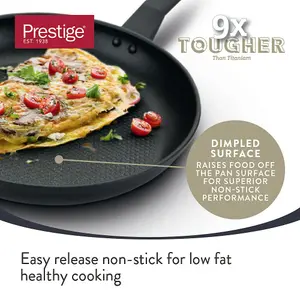 Prestige 9 x Tougher Black Round Aluminium Induction Suitable Dishwasher Safe Open Stir-Fry Pan 29cm