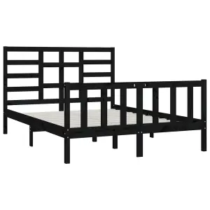 Berkfield Bed Frame Black Solid Wood Pine 120x200 cm