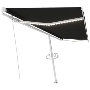 Berkfield Manual Retractable Awning with LED 500x350 cm Anthracite