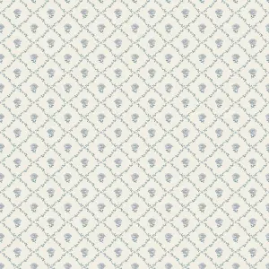 Laura Ashley White & Blue Kate Smooth Wallpaper